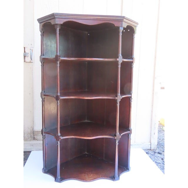 Brown English Mahogany Open Shelves Corner Cabinet For Sale - Image 8 of 9