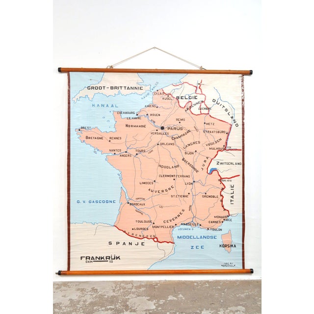 Painted Map of France, 1950s For Sale - Image 9 of 9