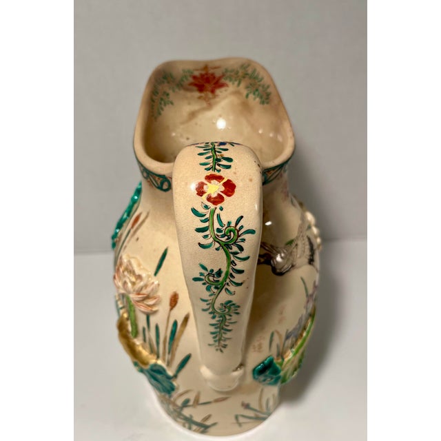 Late 19th Century Antique Meiji Era Japanese Kyoto Satsuma Pottery Signed Studio Kinkozan Pitcher For Sale - Image 5 of 10