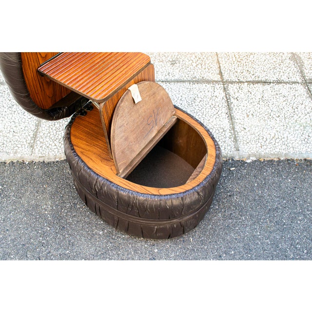 Vinyl and Wood Pouf with Ladder and Compartment, Italy, 1960s For Sale - Image 4 of 8