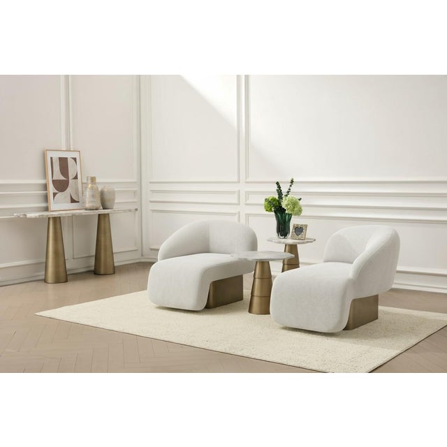 Metal Kaia Modern White Boucle Left Arm Accent Chair For Sale - Image 7 of 10