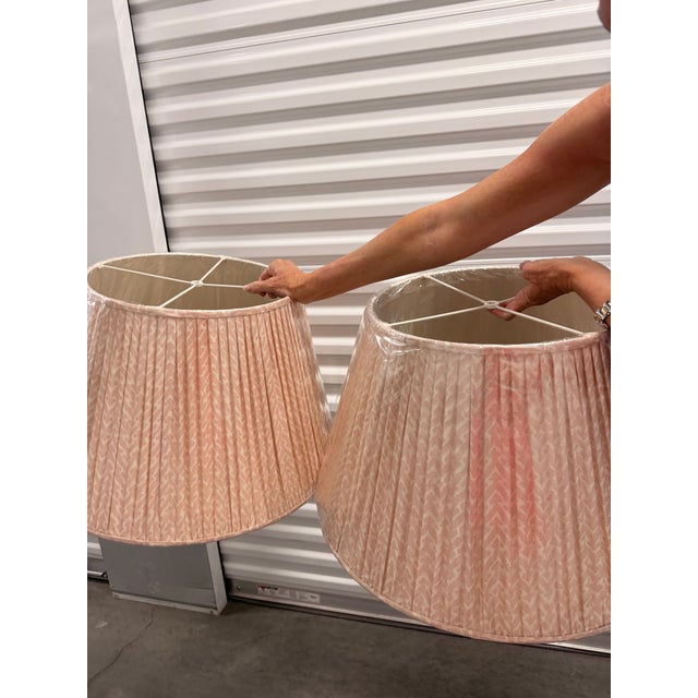 Fermoie 24" Gathered Berwyn Lampshade in Light Pink ( Peach) Rabanna For Sale In Phoenix - Image 6 of 6