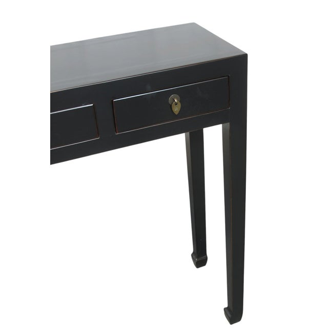 Black Vintage Elm 48" Long 4-Drawer Console Table For Sale - Image 8 of 9