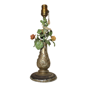 Unique Antique Chinese Bronze Cold Painted Flower Vase Electric Table Lamp