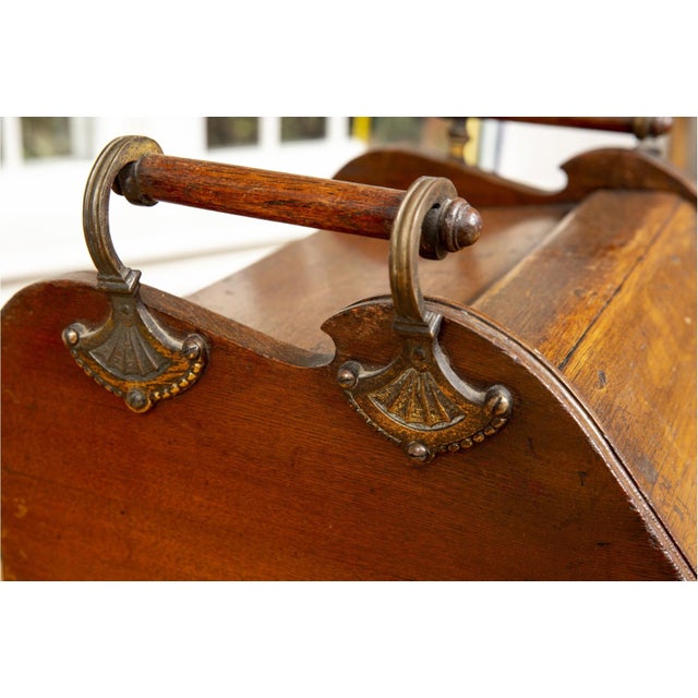 Victorian 19th Century English Victorian Inlaid Walnut Coal Scuttle With Brass Handle For Sale - Image 3 of 8
