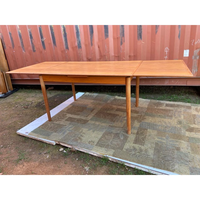 Tan Vintage Modern Ansager Mobler Teak Danish Extendable Table For Sale - Image 8 of 12