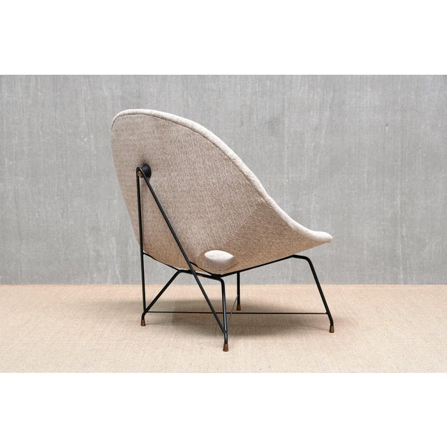 Saporiti Italia Kosmos Lounge Chair in Ivory Chenille by Augusto Bozzi for Saporiti Italia, 1950s For Sale - Image 4 of 10
