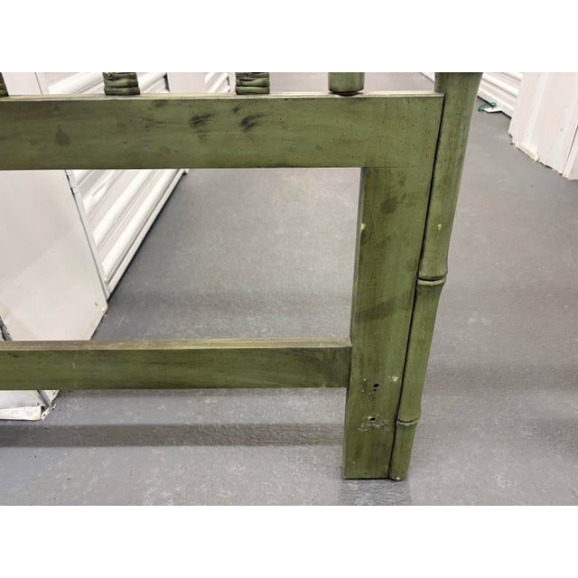 Pair 1960s Ficks Reed Attributed Twin Headboards Original Green Speckle Painted Rattan For Sale - Image 10 of 12