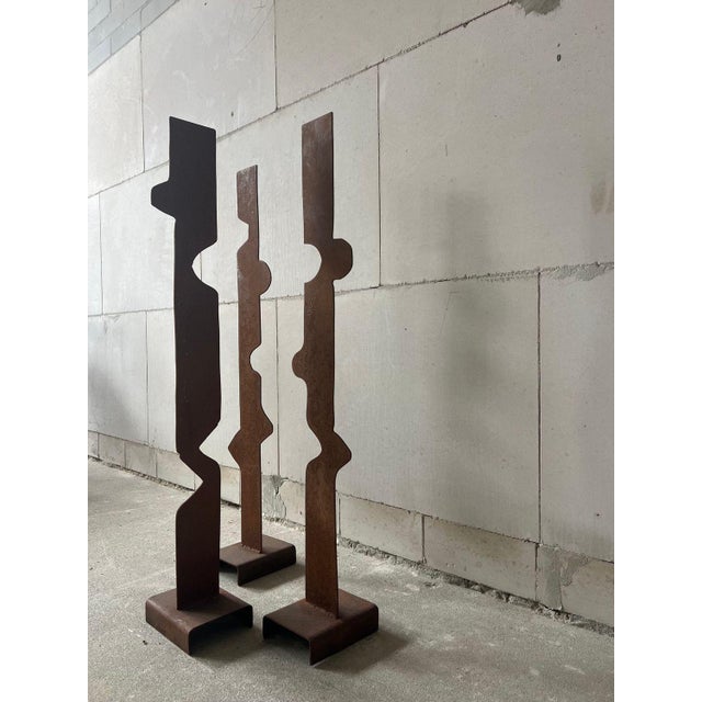 Mid-Century Modern Dutch Artist, Abstract Sculptures, 1970s, Steel, Set of 3 For Sale - Image 3 of 13