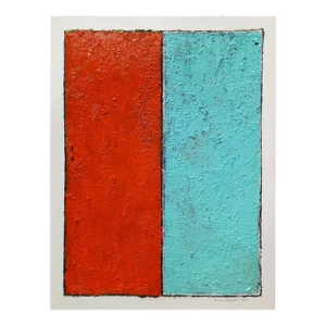 Fashion Inspired 'Blue and Orange' (2) Highly Textured Abstract Oil Painting by Diane Grant