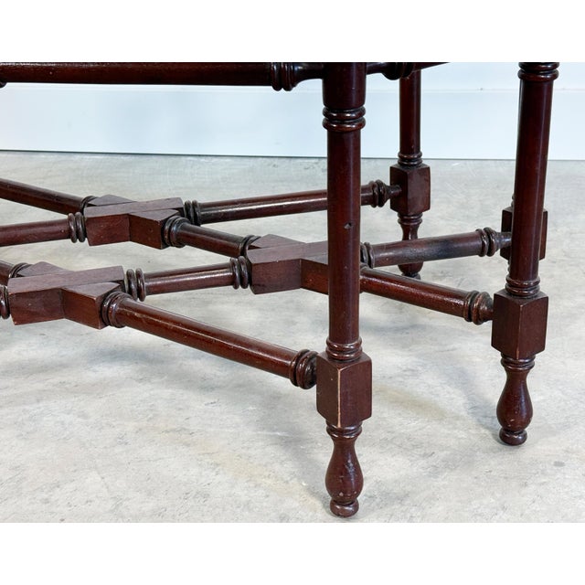 Brown Hammary Mahogany Faux Bamboo Coffee Table With Scalloped Glass Top For Sale - Image 8 of 12