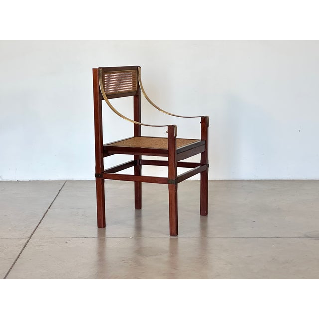 Metal Vienna Straw, Brass and Wood Chairs, 1970s, Set of 4 For Sale - Image 7 of 16