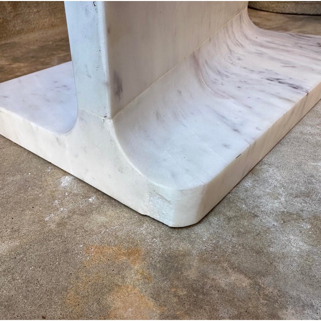 Vintage Modern Solid Italian Marble Side Table For Sale - Image 4 of 8