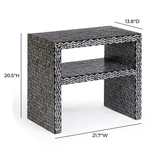 Derry Black Mother of Pearl Nightstand For Sale In Los Angeles - Image 6 of 7