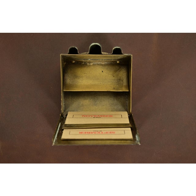 Metal Roycroft Arts & Crafts Brass Finished Hammered Copper Perpetual Desk Calendar Frame For Sale - Image 7 of 13