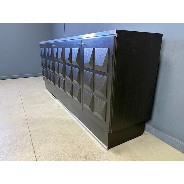 Wood Black Brutalist Credenza, 1970s For Sale - Image 7 of 11