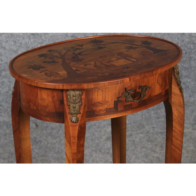 Antique Louis XV Style Side Tables with Chinoiserie Inlay, 1920s, Set of 2 For Sale - Image 14 of 18