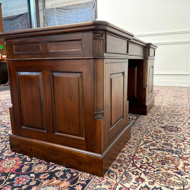 Metal Classic English Green Leather Desk For Sale - Image 7 of 18