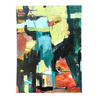 Vintage Abstract Expressionist Oil Painting on Canvas For Sale