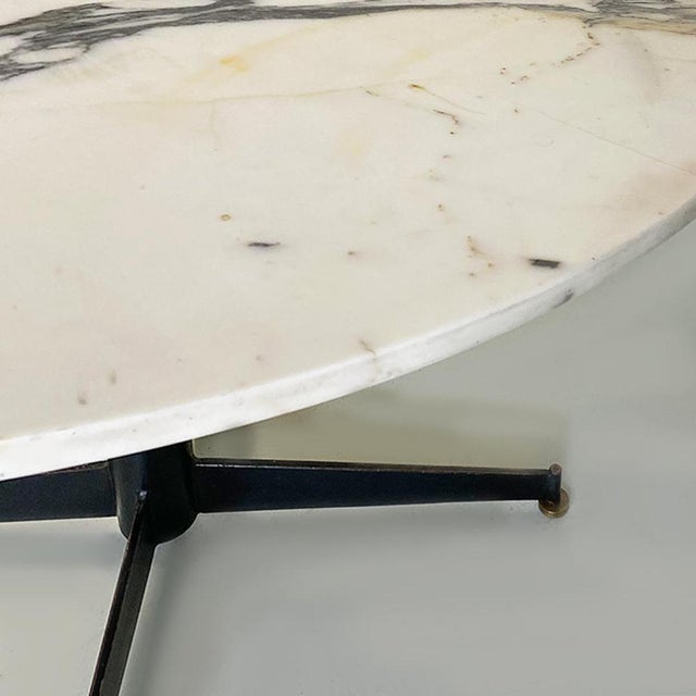 Mid-Century Modern Italian Round Marble, Metal and Brass Dining Table, 1950s For Sale - Image 9 of 12