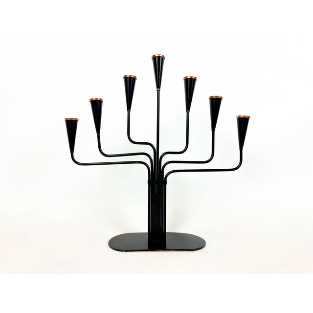 Black Modern Candleholder by Gunnar Ander for Ystad-Metall, 1960s For Sale - Image 8 of 8