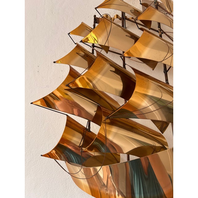 John DeMott Brutalist Metal and Brass Sailing Ship Wall Sculpture For Sale - Image 10 of 13