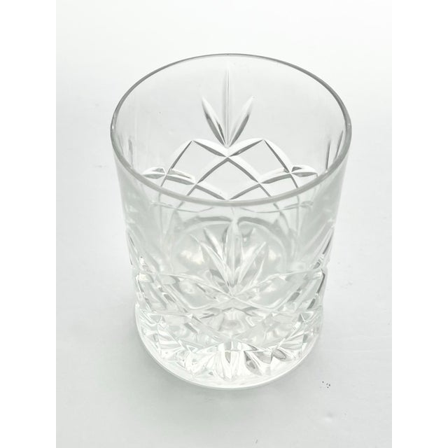 1980s Vintage Crystal Cocktail Old Fashioned Tumbler Glasses, Fan & X Cuts - Set of 4 For Sale In Dallas - Image 6 of 7