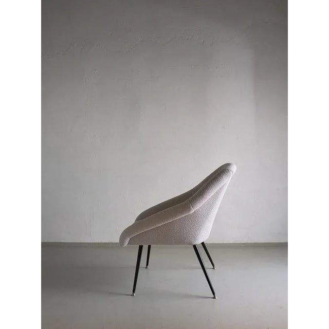 Gray Boucle Shell Armchair, Germany, 1960s For Sale - Image 6 of 9