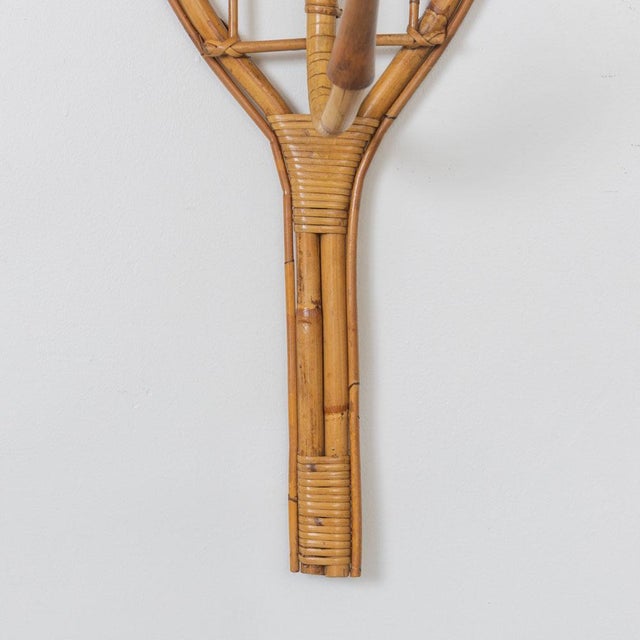 Tan 1960s French Rattan Tennis Racket Wall Hook For Sale - Image 8 of 9