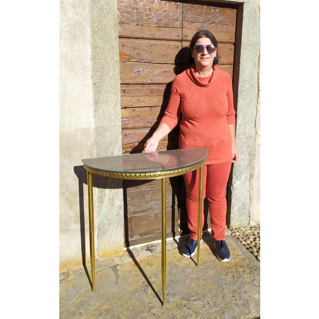 1940s Brass and Glass Console, 1940s For Sale - Image 5 of 9