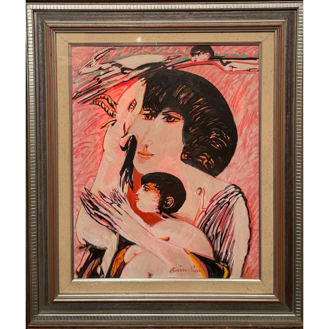 1970s Remo Brindisi, Figures and Animals, 1979, Oil on Canvas, Framed For Sale - Image 5 of 5