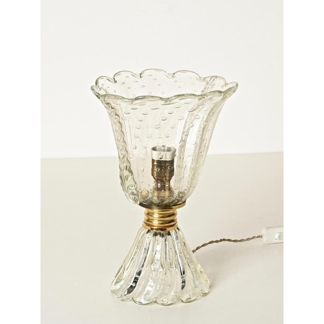 1940s Large Bullicante Murano Glass and Brass Flower Table Lamp from Barovier, Italy, 1950s For Sale - Image 5 of 14