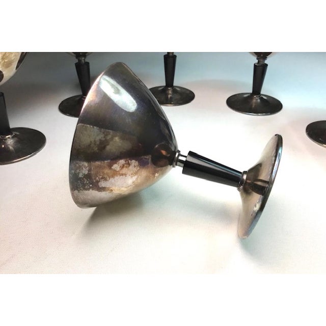 Metal Modernist Metal Cocktail Glasses by Folke Arström for Gab, 1930s, Set of 6 For Sale - Image 7 of 11