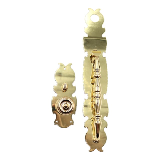 Baldwin Polished Brass Renssalear Entrance Trim Handle Set For Sale