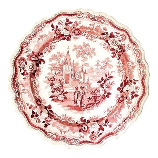 Antique William Adams & Sons Staffordshire Red Transferware Dinner Plate For Sale