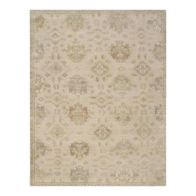 Oushak Wool Beige Area Rug, 12' 1'' X 14' 9'' For Sale