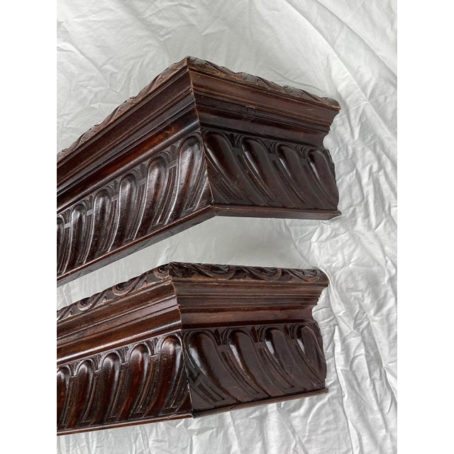 Late 19th Century Pair of Late 19th Century Carved Wood Window Cornices or Window Valances For Sale - Image 5 of 11