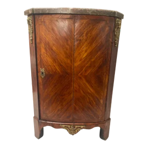 Mid 18th Century Louis XV Kingwood Marble Top Ormolu Mounted Corner Cabinet