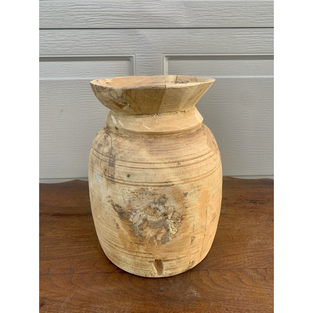 Brown Antique Wabi-Sabi Hand Turned Bleached Raw Wooden Vessels, Set of 3 For Sale - Image 8 of 10