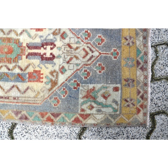 Vintage Handmade Floral Rug For Sale - Image 4 of 6
