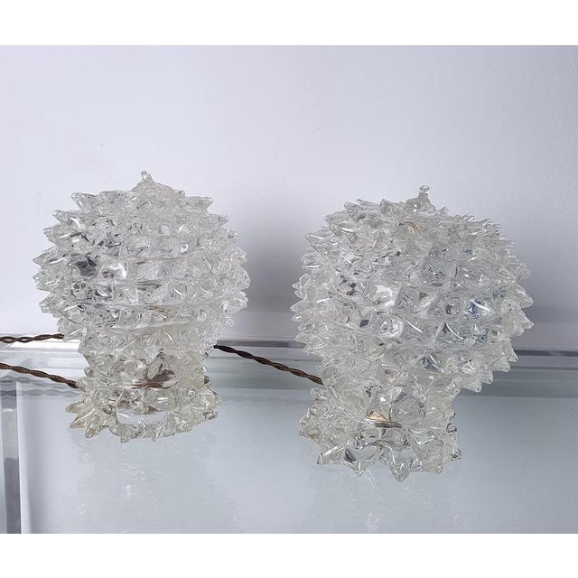 Rostrato Murano Glass Table Lamps from Barovier & Toso, Italy, 1940s, Set of 2 For Sale - Image 3 of 11