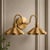 Not Yet Made - Made To Order Brass 2-Light Vanity Sconce With Scalloped Shades, Bathroom Wall Light, Brass Swan-Neck Wall Sconce For Sale - Image 5 of 8
