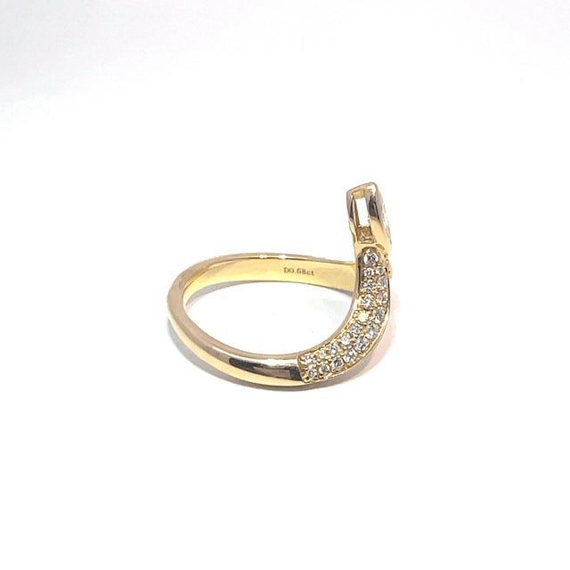 Metal 18k Yellow Gold Pave Diamond Snake Bypass Ring, Size 6.75 For Sale - Image 7 of 9