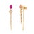 Metal Contemporary Pear Cut Red Ruby & Diamond Chain Earrings in 14k Yellow Gold- A Pair For Sale - Image 7 of 13