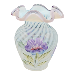Heirloom Spiral Optics Collection, Fenton Hand Painted, Glass Vase