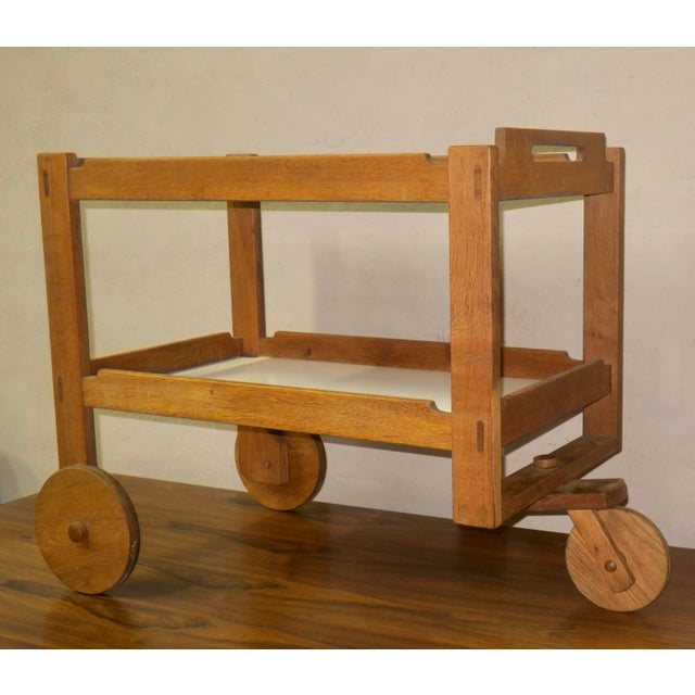 Mid-Century Modern Scandinavian Bar Cart in Oak, 1950s For Sale - Image 9 of 15