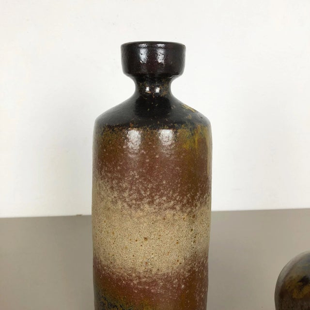 German Ceramic Studio Pottery Vase from Elmar & Elke Kubicek, 1970s, Set of 3 For Sale - Image 12 of 18
