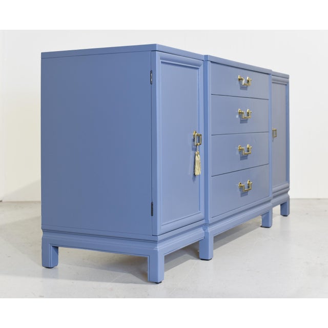 1950s 1950s Mahogany Sideboard by Landstrom Furniture in Blue - Newly Painted For Sale - Image 5 of 12