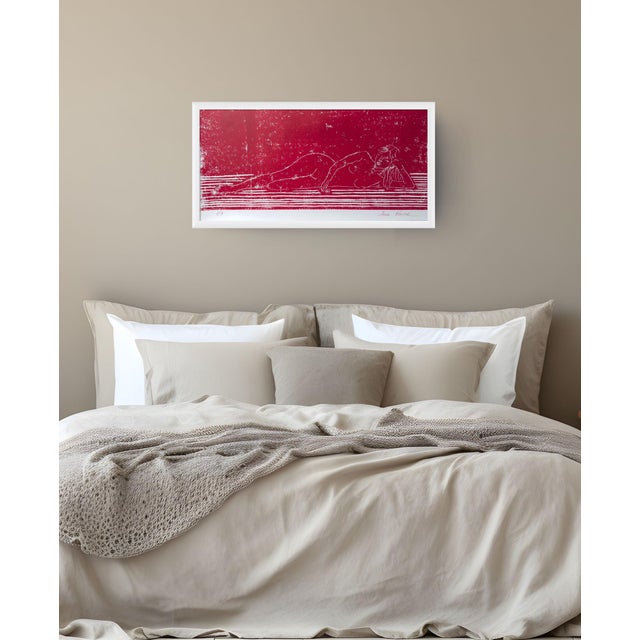 “Nude on the Sofa” Original Hand-Pulled Linocut Nude Figure Limited Edition of 3 Art by Anna Novick. Hand Signed and Numbered 1/3 For Sale In Los Angeles - Image 6 of 9