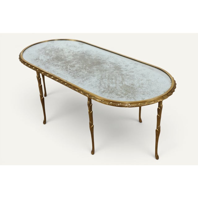 Baguès Coffee Table in Gilt Bronze and Aged Mirror, 1950s For Sale - Image 14 of 18